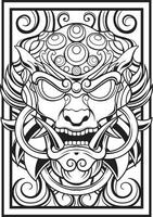 vector illustration of japanese guardian dog Komainu