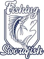 vector illustration of swordfish for fisihing badge