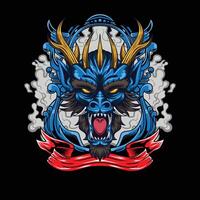 vector illustration of japanese dragon head