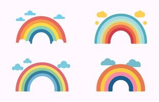 Boho Rainbow vector illustration Set, Colorful rainbow Vector bundle