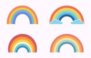 Set of Boho Rainbow vector illustration free, Colorful rainbow Vector bundle