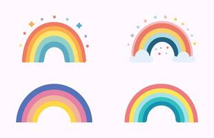 Boho Rainbow vector illustration Set, Colorful rainbow Vector bundle