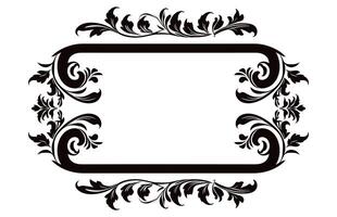 Vintage border frame Vector black outline, Decorative Ornamental Corner design element