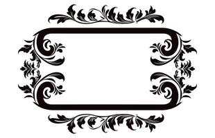 Vintage border frame Vector black outline, Decorative Ornamental Corner design element