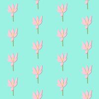 A seamless pattern of crocus on a teal background in a spring minimal floral concept, Vector
