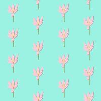 A seamless pattern of crocus on a teal background in a spring minimal floral concept, Vector