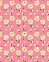 A seamless pattern of yellow flower on a pink background in a spring minimal shape floral concept, Vector
