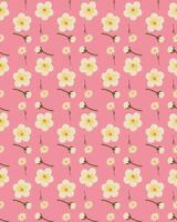 A seamless pattern of yellow flower on a pink background in a spring minimal shape floral concept, Vector