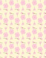 A seamless pattern of pink flower on a yellow background in a spring minimal shape floral concept, Vector