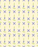 A seamless pattern of purple flower on a yellow background in a spring minimal shape floral concept, Vector