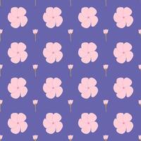 A seamless pattern of Frangipani and pink flower blooming in a spring minimal shape floral concept, Vector