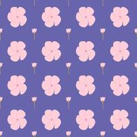 A seamless pattern of Frangipani and pink flower blooming in a spring minimal shape floral concept, Vector