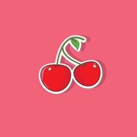 Vector illustration of cute cherry sticker emblems