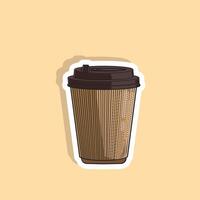 Vector illustration of paper hot coffee sticker, emblem design label