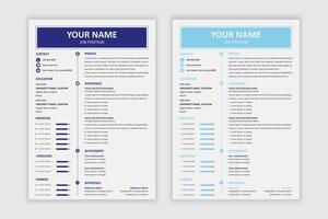 This is modern minimal resume template navy blue - sky blue color combination, custom vector illustration