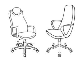 Stylish modern office chair, assorted set of office chairs, Vector minimal office chairs angle view isolated on white background.