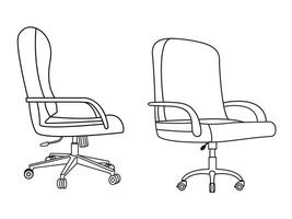 Stylish modern office chair, assorted set of office chairs, Vector minimal office chairs angle view isolated on white background.