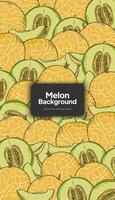 Melon background illustration, tropical fruit design background for social media post vector