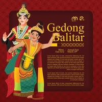 Tourism event layout with indonesian culture east java dancer illustration vector