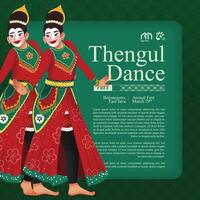 Social Media post template idea with Indonesia dancer illustration cell shaded style vector