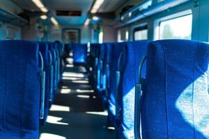 interior of commuter passenger train car photo