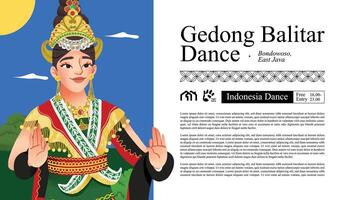creativo diseño idea con Indonesia bailarín gedong balitar blitar ilustración vector