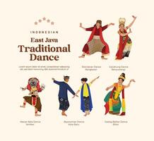 Isolated Indonesian culture East Java Dance illustration cell shaded style vector