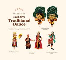 aislado indonesio cultura este Java danza ilustración célula sombreado estilo vector