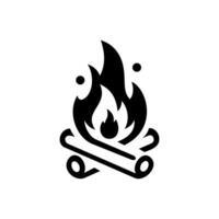 vector de fuego, icono de llama. icono negro aislado sobre fondo blanco.