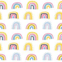Seamless patterns with cute magical abstract rainbows. Vector illustration