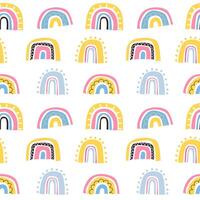 Seamless patterns with cute magical abstract rainbows. Vector illustration