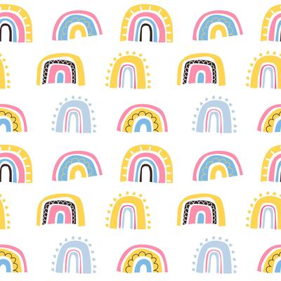 Seamless patterns with cute magical abstract rainbows. Vector illustration