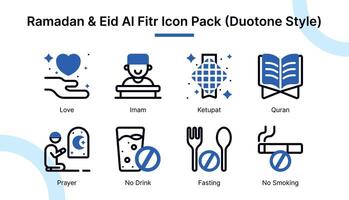 Ramadan and Eid Al Fitr  Icon Set in Duotone Style Suitable for web and app icons, presentations, posters, etc. vector