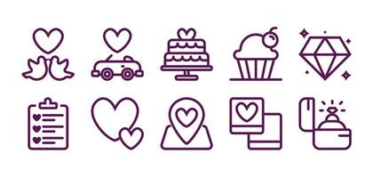 Wedding Icon Pack Line Vector Pro Illustration