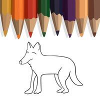 Vector isolated illustration of coloring book with wolf.