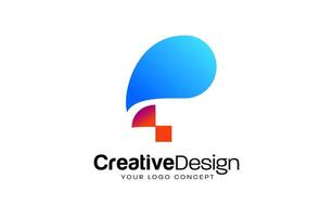 Pixel Concept P letter logo design with red and blue colors and modern look Vector