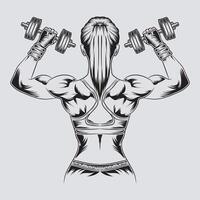 A fitness girl with gym dumble vector graphic design