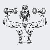 A fitness girl with gym dumble vector graphic design