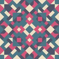 Vector seamless pattern of simple geometric shapes. Repeating endless ornament of squares, rhombuses and triangles. Colorful abstract background, wallpaper. Image with kaleidoscope effect, tiles