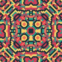 Vector seamless pattern of simple geometric shapes. Repeating endless ornament of squares, rhombuses and triangles. Colorful abstract background, wallpaper. Image with kaleidoscope effect, tiles