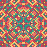 Vector seamless pattern of simple geometric shapes. Repeating endless ornament of squares, rhombuses and triangles. Colorful abstract background, wallpaper. Image with kaleidoscope effect, tiles
