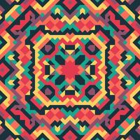 Vector seamless pattern of simple geometric shapes. Repeating endless ornament of squares, rhombuses and triangles. Colorful abstract background, wallpaper. Image with kaleidoscope effect, tiles