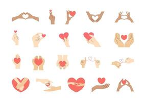 Hand Love Sign Illustration Element Set vector