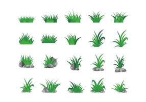 Green Grass Branch Illustration Set vector