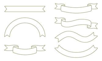 Vector set of ribbons of different shapes isolated on white background with hand-drawn lines.