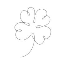 Clover celtic lucky symbol continuous line art traditional decorative leaf isolated on white. Patrick day holiday. Vector illustration