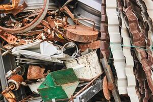 pile of metal waste before recycling photo