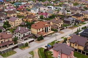 private houses in a suburban area, top view photo