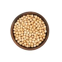 chickpea in clay bowl isolated on white background, top view photo