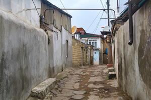 antiguo tradicional calle en magales de derbido, daguestán foto